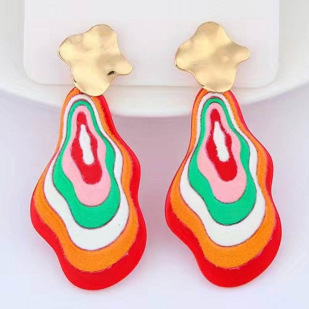 "Let's Dance Baby" Retro Gold Multicolor Drop Earrings